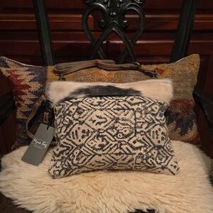 NWT Myra Leather Canvas Cowhide Cotton Rug Purse.